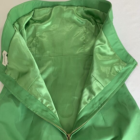 Lovers and Friends Valletta Leather Dress Women S Green Mini Lambswool Party Fun - Picture 8 of 14